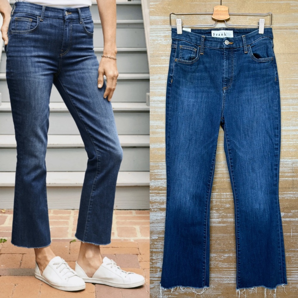Frank & Eileen Killian Crop Flare Jeans Dark Wash Stretch Preppy Womens 28